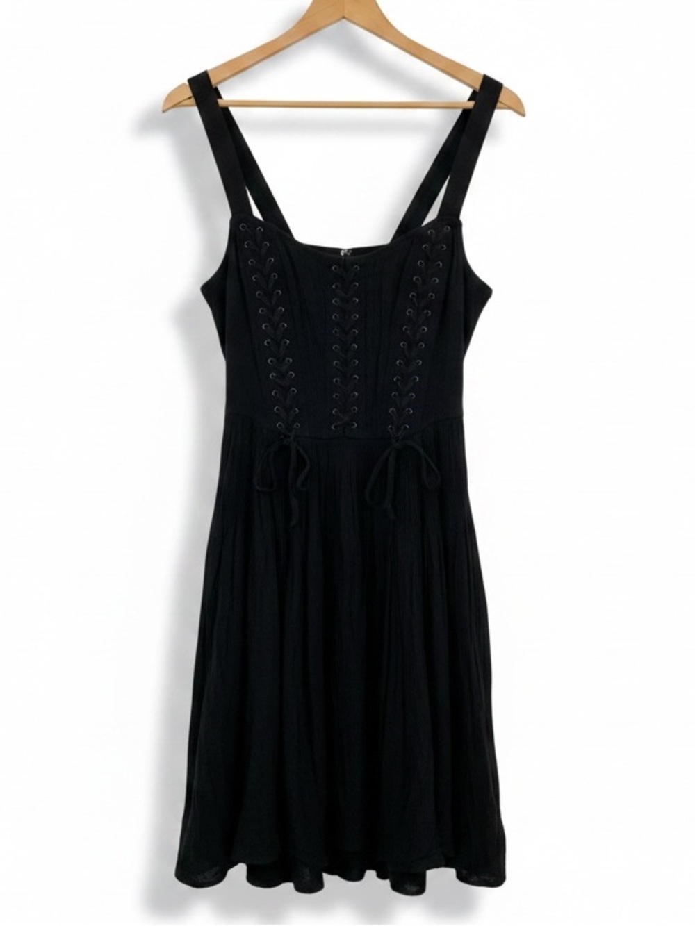 Vintage Y2K Free People  Black Lace-Up Corset Dress